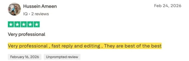 Hussein Ameen's Trustpilot review