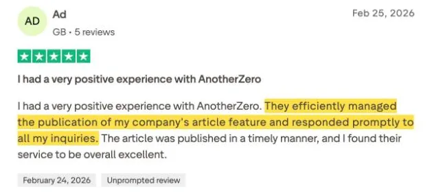 Ad's Trustpilot review