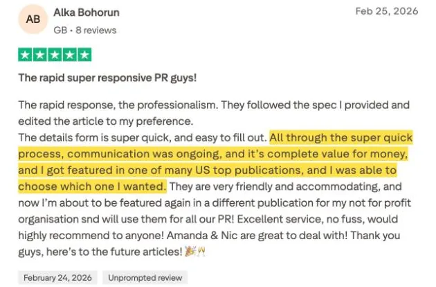 Alka Bohorun's Trustpilot review