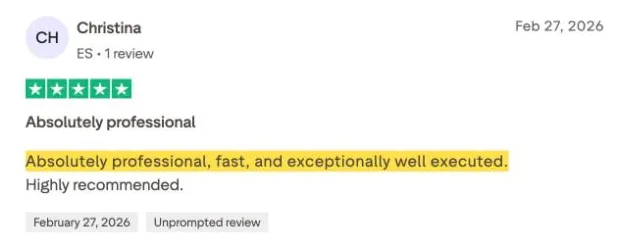 Christina's Trustpilot review