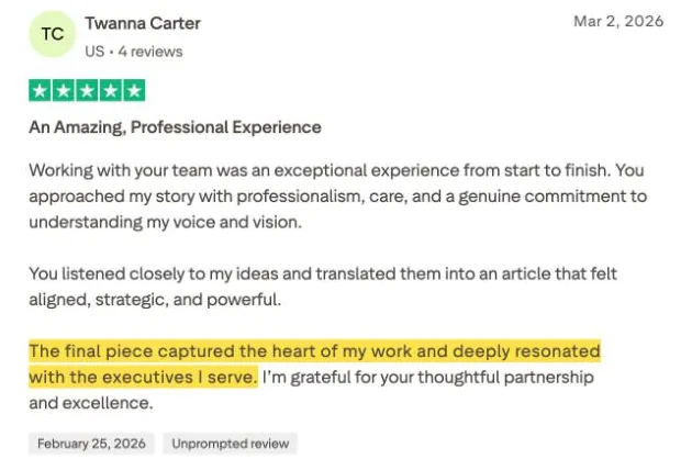 Twanna Carter's Trustpilot review