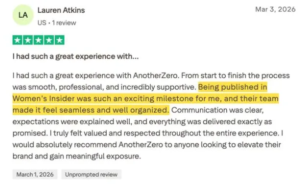 Lauren Atkins's Trustpilot review