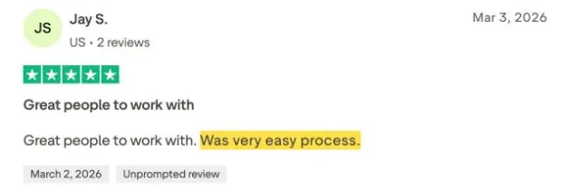 Jay S.'s Trustpilot review