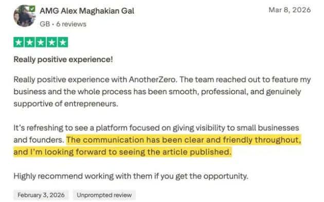 AMG Alex Maghakian Gal's Trustpilot review
