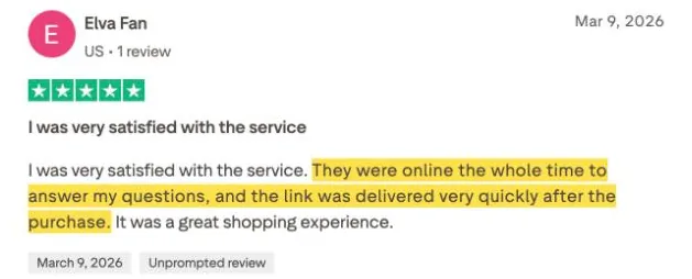 Elva Fan's Trustpilot review