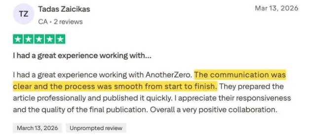 Tadas Zaicikas's Trustpilot review