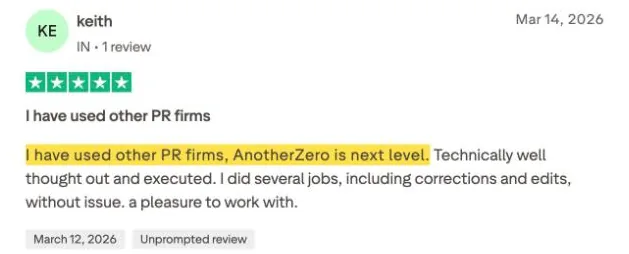 keith's Trustpilot review