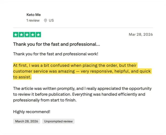 Keto Me's Trustpilot review