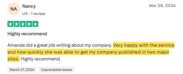 Nancy's Trustpilot review