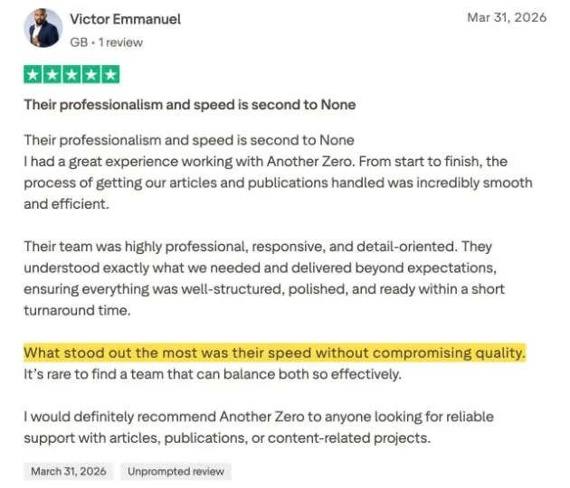 Victor Emmanuel's Trustpilot review