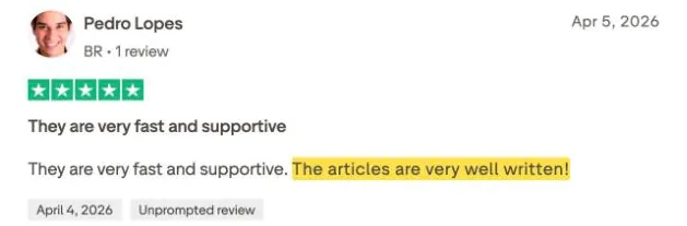 Pedro Lopes's Trustpilot review