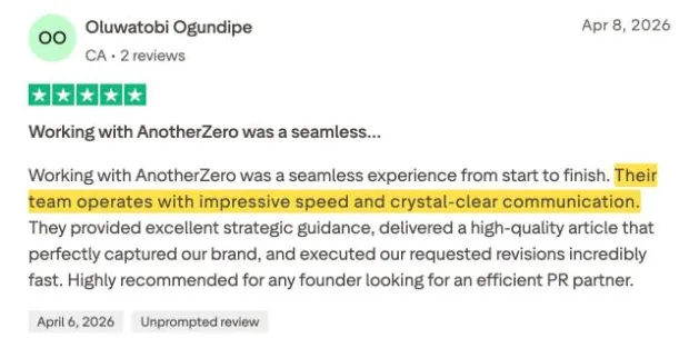 Oluwatobi Ogundipe's Trustpilot review