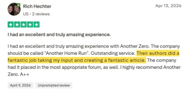 Rich Hechter's Trustpilot review