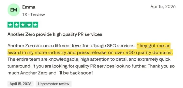 Emma's Trustpilot review