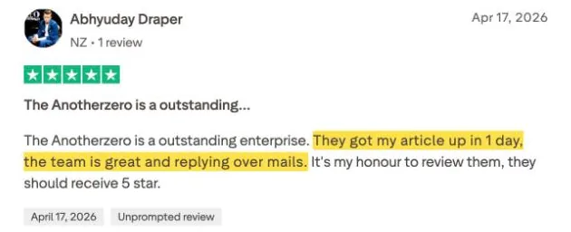Abhyuday Draper's Trustpilot review