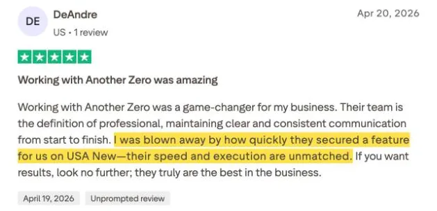 DeAndre's Trustpilot review
