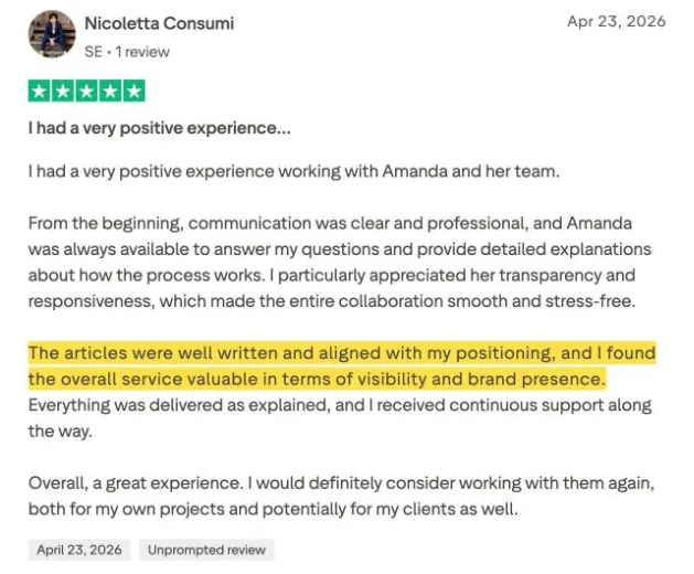 Nicoletta Consumi's Trustpilot review