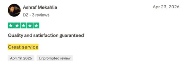 Ashraf Mekahlia's Trustpilot review