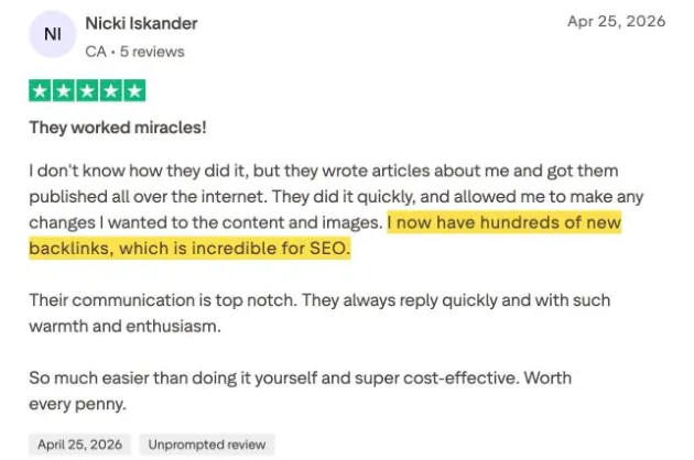 Nicki Iskander's Trustpilot review