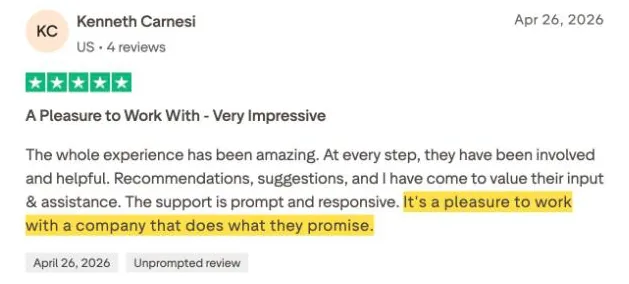 Kenneth Carnesi's Trustpilot review