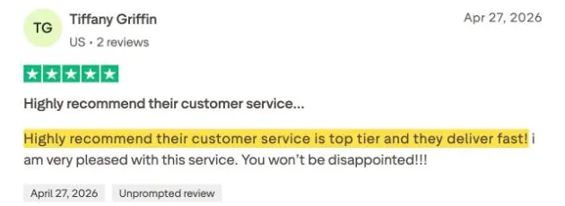 Tiffany Griffin's Trustpilot review