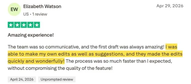Elizabeth Watson's Trustpilot review