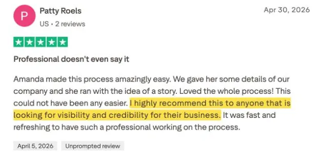 Patty Roels's Trustpilot review