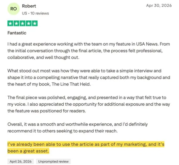 Robert's Trustpilot review