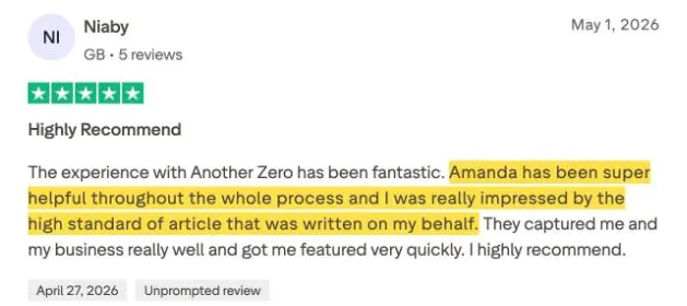 Niaby's Trustpilot review