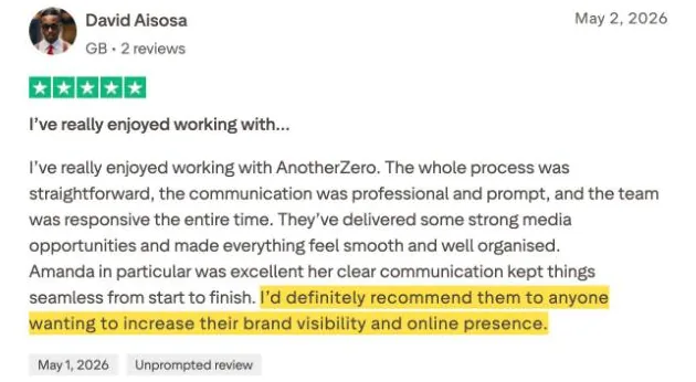 David Aisosa's Trustpilot review