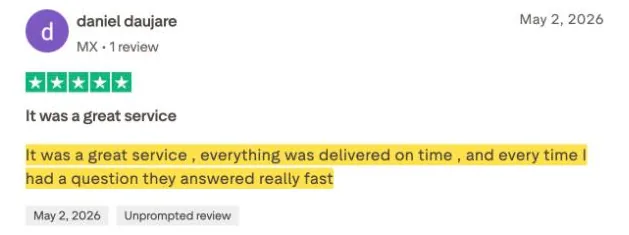daniel daujare's Trustpilot review