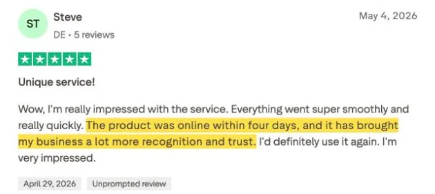 Steve's Trustpilot review