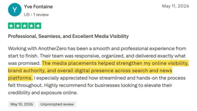 Yve Fontaine's Trustpilot review