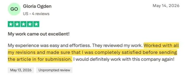 Gloria Ogden's Trustpilot review