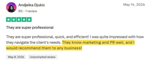Andjelka Djukic's Trustpilot review