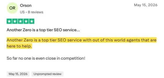 Orson's Trustpilot review