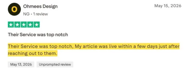 Ohmees Design's Trustpilot review