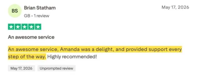 Brian Statham's Trustpilot review