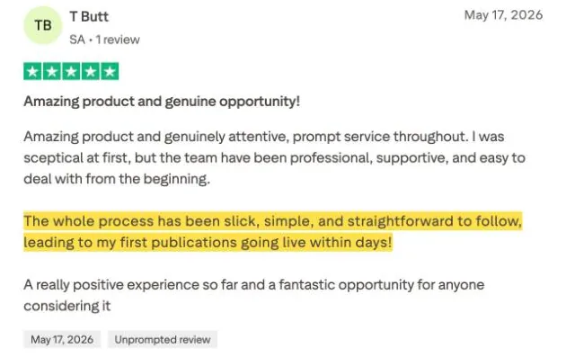 T Butt's Trustpilot review