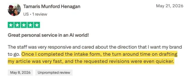 Tamaris Munford Henagan's Trustpilot review