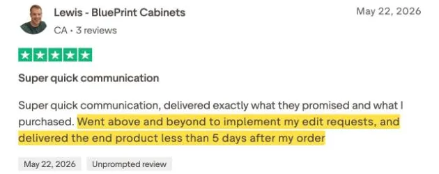 Lewis - BluePrint Cabinets's Trustpilot review