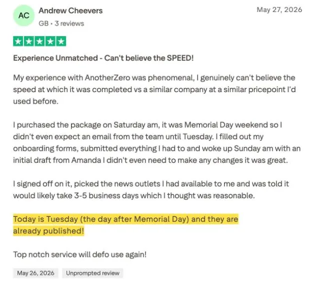 Andrew Cheevers's Trustpilot review