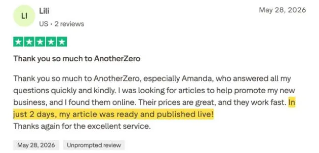 Lili's Trustpilot review