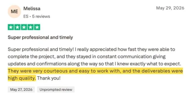 Melissa's Trustpilot review