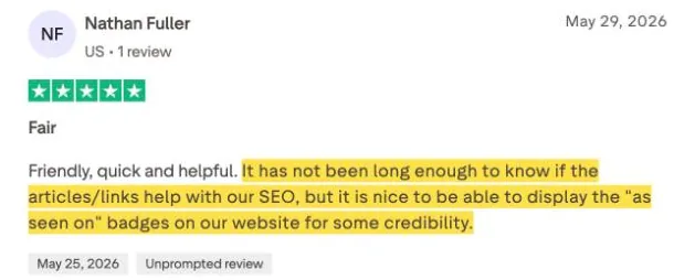 Nathan Fuller's Trustpilot review