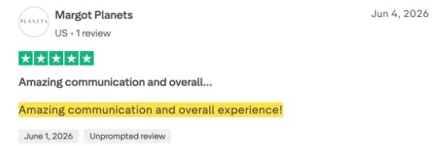 Margot Planets's Trustpilot review