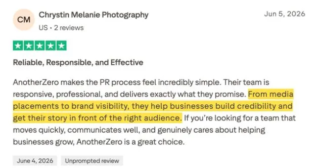 Chrystin Melanie Photography's Trustpilot review