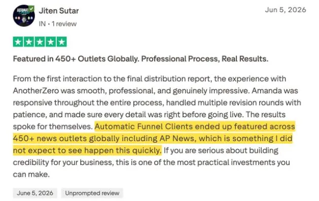 Jiten Sutar's Trustpilot review