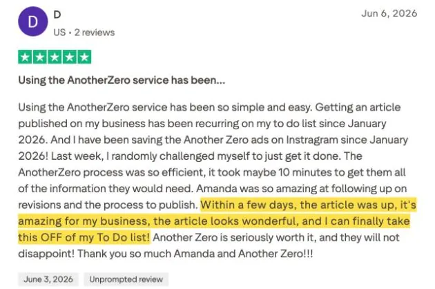 D's Trustpilot review
