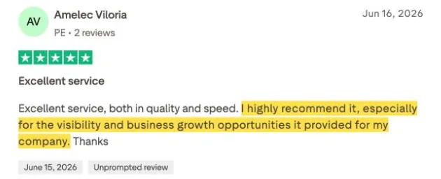 Amelec Viloria's Trustpilot review